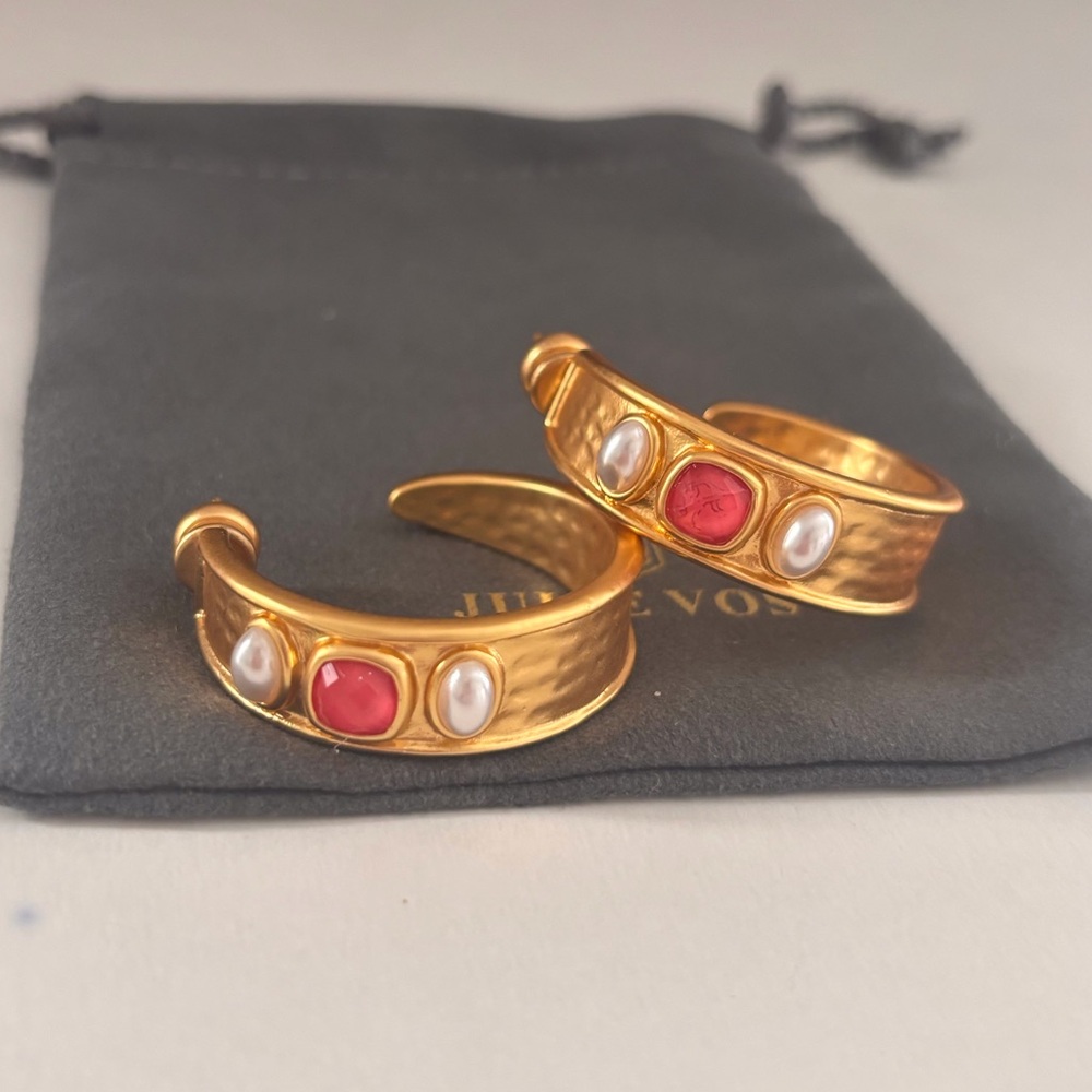 NWOT Julie Vos Dolce Stone Hoop Gold Earring